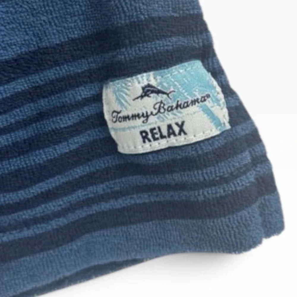 Tommy Bahama Relax Mens XXL Blue Striped Short Sleeve Pima Cotton Blend Polo